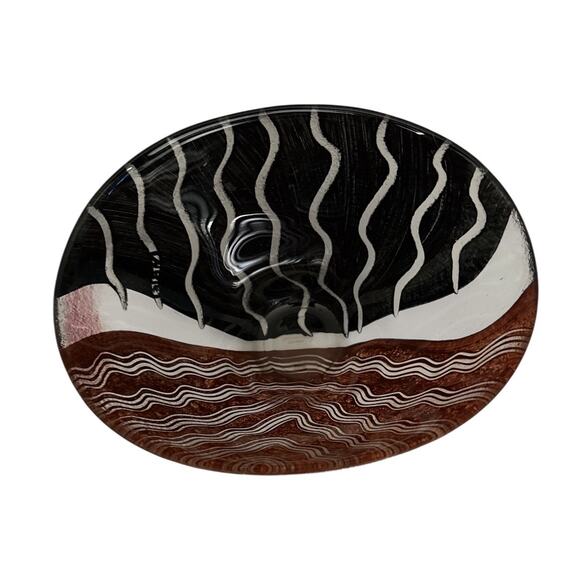 Posts Boda Sweden Tonga Hand Painted Art Glass Bowl - Picture 8 of 10